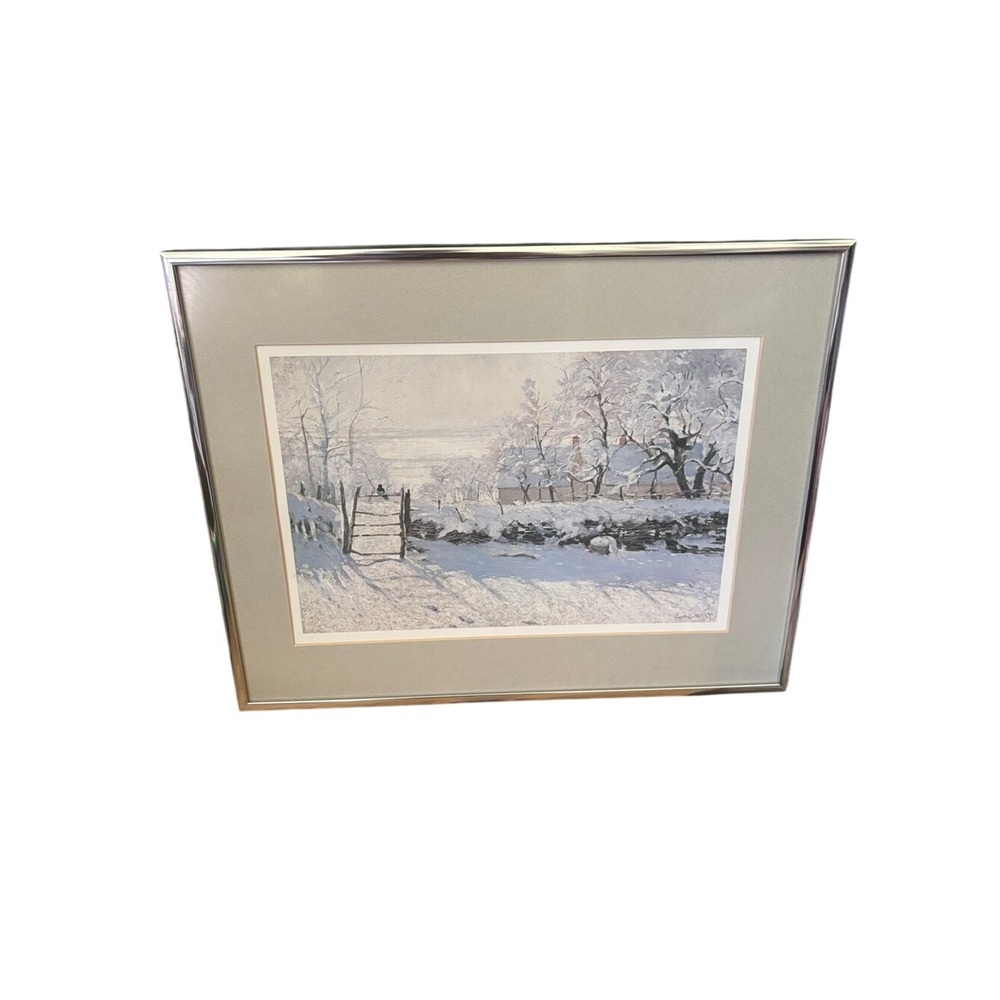 Monet The Magpie Wood Framed Print Repro Winter 11" x 14" Wall Art Decor EUC